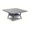 Low Dining Table 1.5m Square Glass Top In Textured Wicker Brushed Grey