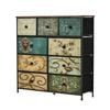 Oikiture 9 Chest Of Drawers Fabric Storage Dresser Vintage Tallboy Organizer