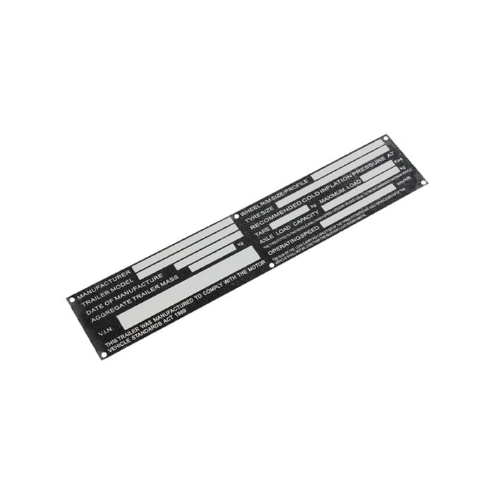Sunrise Vin Number Plate 50 X 250mm - Vnpl