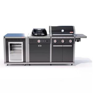 Coleman Revolution Dual Fuel Kitchen With Fridge Modules - Black Gloss