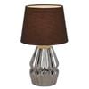 Telbix Greet Modern Table Desk Lamp Light Fabric Ceramic Chrome Brown Gloss
