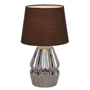 Telbix Greet Modern Table Desk Lamp Light Fabric Ceramic Chrome Brown Gloss