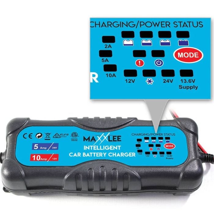 Maxxlee Smart Battery Charger 2A 5A 10A 12V 24V Automatic 9 stages SLA Car 4WD Caravan Bunnings Australia