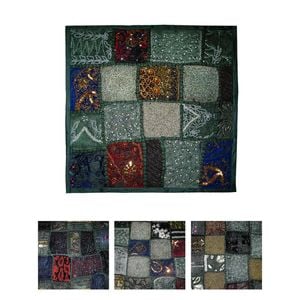 Hand Crafted Beaded Cushion Cover 45 x 45 cm Forest