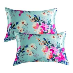Catzon 2 Pcs Floral Satin Pillowcases for Hair and Skin with Envelope Closure 51 X 102cm