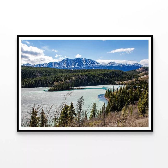 River with Trees & Mountains  Print 100% Australian Made 120x90cm  (Poster)