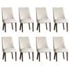 Oikiture 8PCs Velvet Dining Chair Kitchen Padded Seat Winglet Design Beige