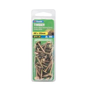 Zenith 8G x 25mm Gold Passivated Timber Button Head Stitching Screw - 30 Pack