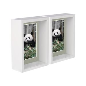 Nicola Spring 5" x 7" White 3D Deep Box Photo Frames - 4" x 6" Mount - Pack of 2