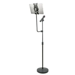Aidata US-2119WM Microphone Straight Tablet Floor Stand Black w/ MEDIUM Bracket