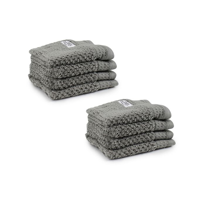 8pc Onkaparinga 30x30cm Avalon Face Washer 550gsm Warm Silver