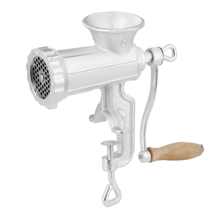 Vevor Heavy Duty Cast Iron Meat Grinder White with Steel Table Clamp