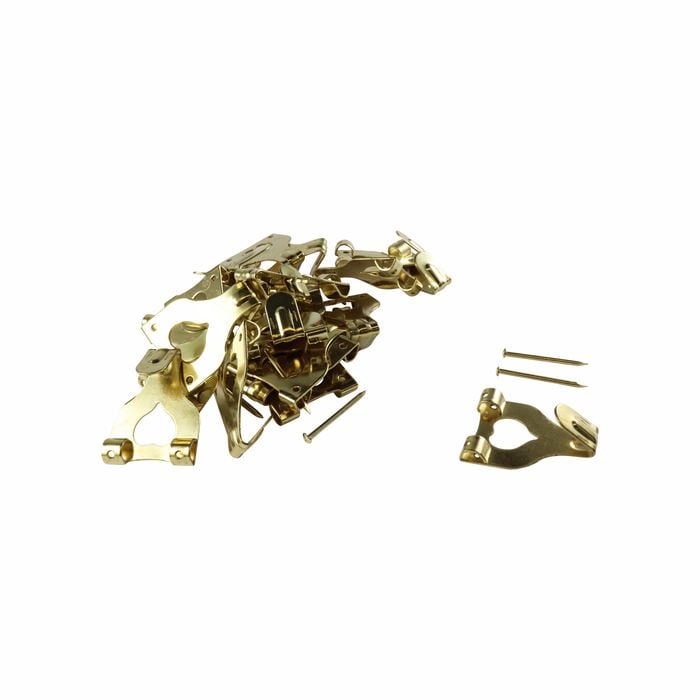Everhang 10kg Brass Plated Picture Hanging Angle Drive Hook - 50 Pack