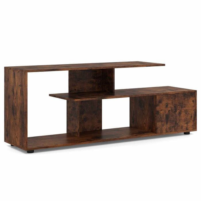 Costway 55"tv Stand 3tier Media Console Table Entertainment Unit Brown