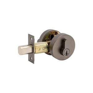 Zanda 54mm Diameter Graphite Nickel Round Slimline Deadbolt, Double Cylinder (Key/Key)