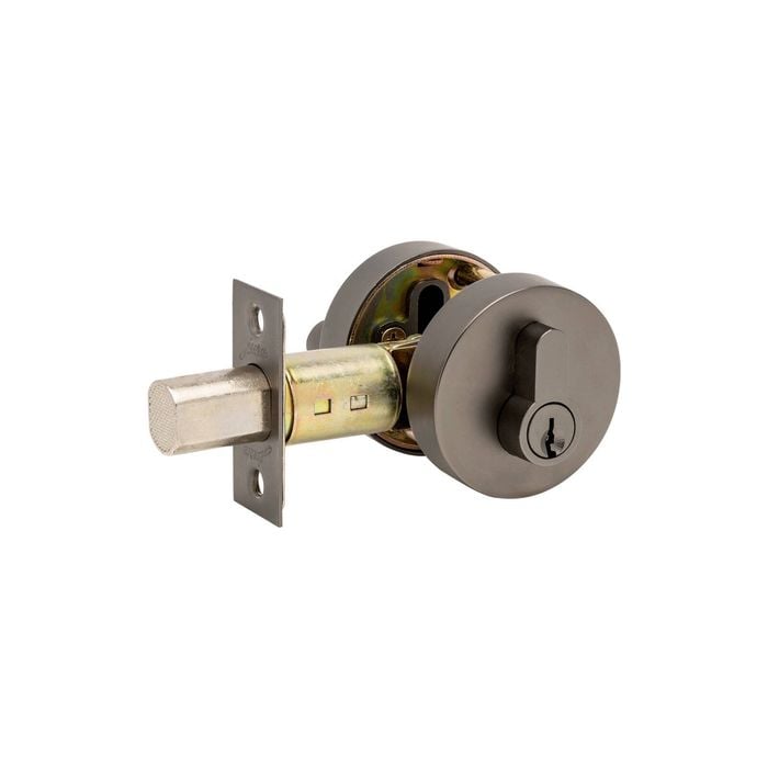 Zanda 54mm Diameter Graphite Nickel Round Slimline Deadbolt, Double Cylinder (Key/Key)