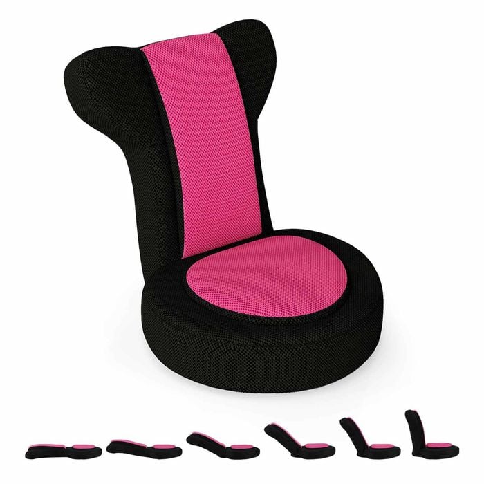 Costway Floor Lazy Sofa Chair 19 Position Adjustable Seat Cushion Pink