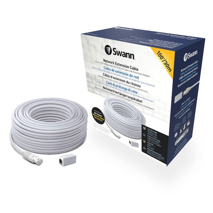 Swann 30m UL Rated CAT5e Extension Cable With Extension Adapter