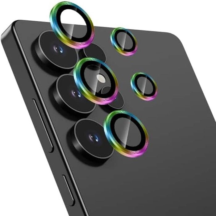 For Samsung Galaxy S25 Ultra Metal Camera Lens Glass Individual Eagle Protector Cover - Rainbow