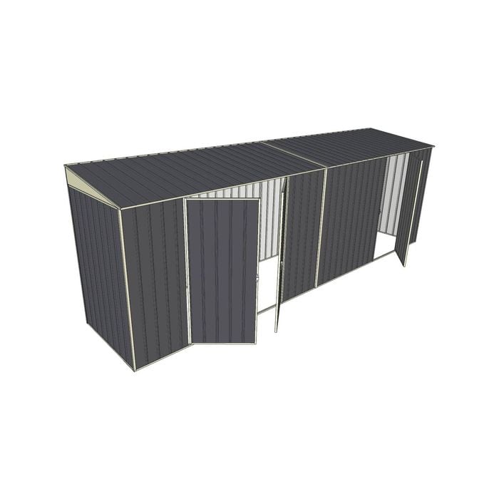 Build-A-Shed 1.2 x 6.0 x 2.0m Skillion Double with Single Hinged Side Doors Shed - Grey