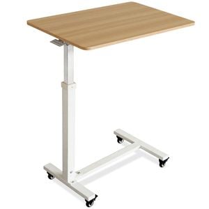 EQUIPMED Overbed Table with Gas Lift, 15kg Load, Steel Frame, 78-107cm Adjustable Height, Lockable Castors, Home Care Use