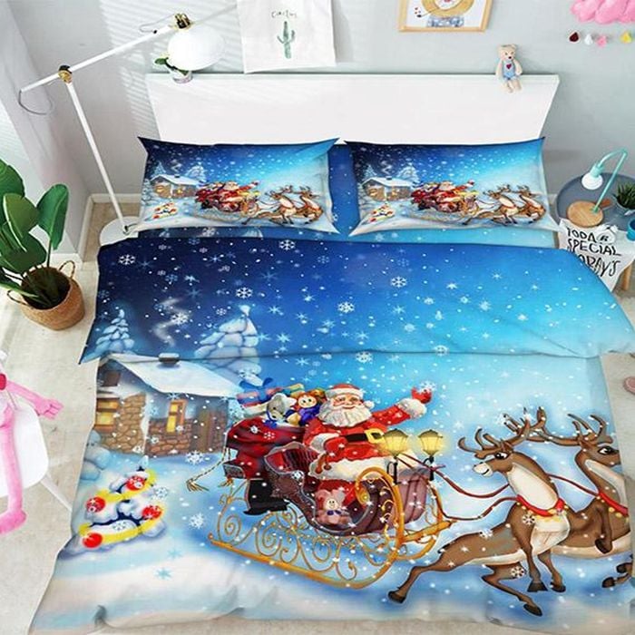 3D Santa Claus 13 Bedding Set Pillowcases Quilt Duvet Cover Set Queen King