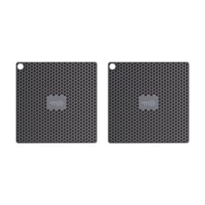2x Appetito Silicone Square Trivet Table Protector Mat/pad 17.3cm Charcoal