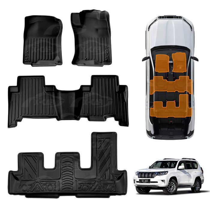 3d Floor Mats For Toyota Prado 150 Series 7-seat 2009-2024 Heavy Duty All Weather Car Mats Carpet Liner Set