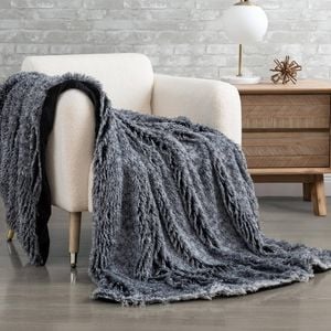 Gioia Casa Tie Dye Shaggy Microfibre Throw Blanket - Charcoal