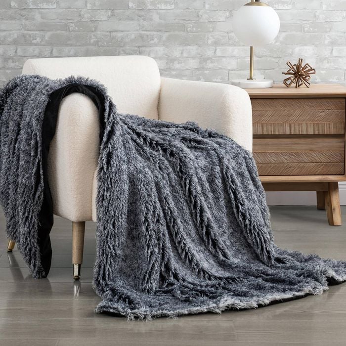 Gioia Casa Tie Dye Shaggy Microfibre Throw Blanket - Charcoal