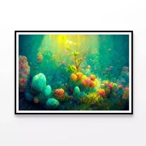 Coral Reef with Plants & Rocks  Print 100% Australian Made 120x90cm  (Poster)