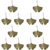 12PK LVD Metal Gingko Hanging Home/Office Christmas Display Decor 15x10cm Gold
