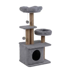 Costway Cat Tree Tower Multi-level Cat Climbing-Grey