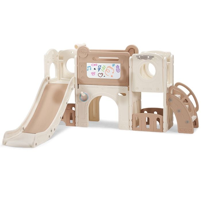Playpals 9-in-1 Toddler Slide Set W/ Crawl Tunnel Indoor Outdoor Playground