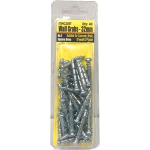 Macsim 32mm Wall Grab Anchor - 40 Pack