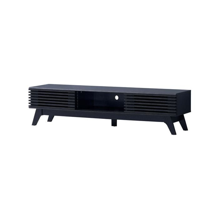 Design Square Camille Wooden Lowline Entertainment Unit TV Stand 180cm 2-Doors Black