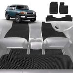 6D Diamond Car Floor Mats for Toyota FJ Cruiser 2010-2017-Full Set-Black-Outback GT