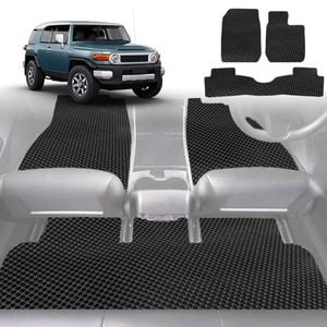 6D Diamond Car Floor Mats for Toyota FJ Cruiser 2010-2017-Full Set-Black-Outback GT