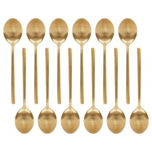 Argon Tableware Stainless Steel Dessert Spoons - 20cm - 12x Durable Rust Resistant Stainless Steel Dishwasher Safe Flatware Set