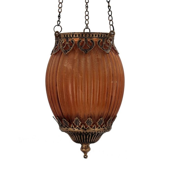 Moroccan Style Hanging Lantern Orange D11x18.5cm