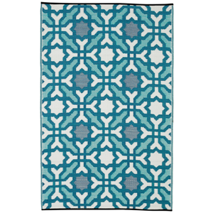 Fab Habitat 120x179cm Blue Multicoloured Seville Modern Recycled Plastic Outdoor Rug