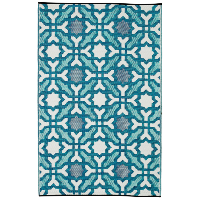 Fab Habitat 120x179cm Blue Multicoloured Seville Modern Recycled Plastic Outdoor Rug