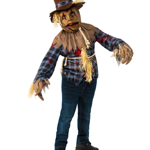 Scarecrow Costume Mens Halloween Fancy Dress Book Week Shirt Hat Brown
