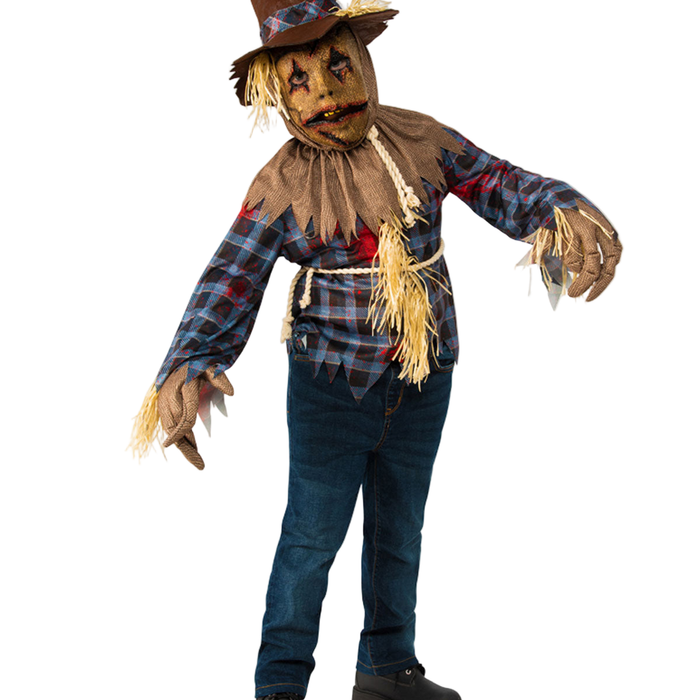Scarecrow Costume Mens Halloween Fancy Dress Book Week Shirt Hat Brown