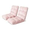 Artiss 2PCS Floor Lounge Sofa Bed Flannel Fabric Pink