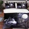 3D Moon Wolf 150 Bedding Set Pillowcases Quilt Duvet Cover Set Queen King