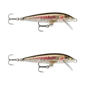 2x Rapala 5cm Original Floating Minnow Hard Body Fishing Lures - Rainbow Trout