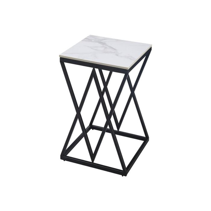Elegant Collections Black Marble Top Beverly Side Table