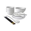 SOGA White Japanese Style Ceramic Dinnerware Set of 7