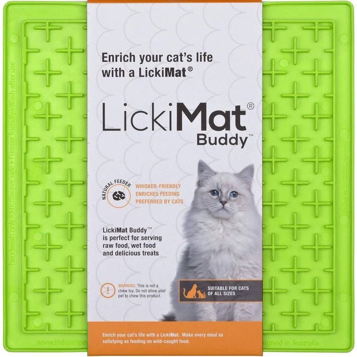 LickiMat Classic Buddy Boredom Buster Cat Slow Feeder Mat Green